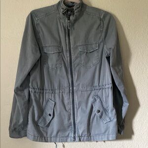 Blue Utility Jacket with Stand-Up Collar, Chrome Hardware Sz M